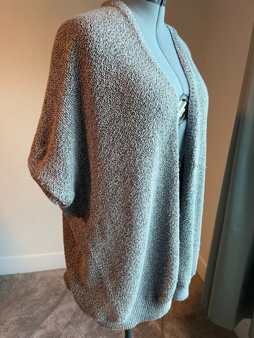 Community Grey Open Front Knit Shawl Cardigan